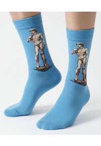 His Story - Tematyczne Skarpetki Bawełniane - Rzeźba Dawida. Kolor: niebieski. Materiał: elastan, bawełna, poliamid #4