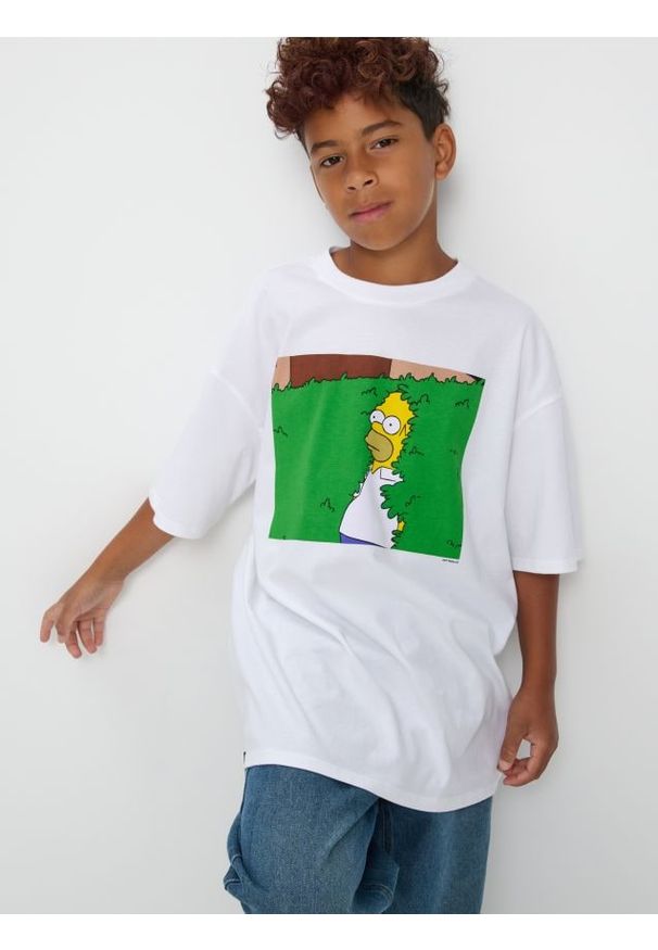 Sinsay - Koszulka The Simpsons - biały. Kolor: biały