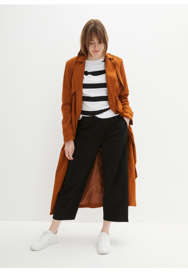 bonprix - Spodnie culotte z czystej bawełny organicznej. Kolor: czarny. Materiał: bawełna