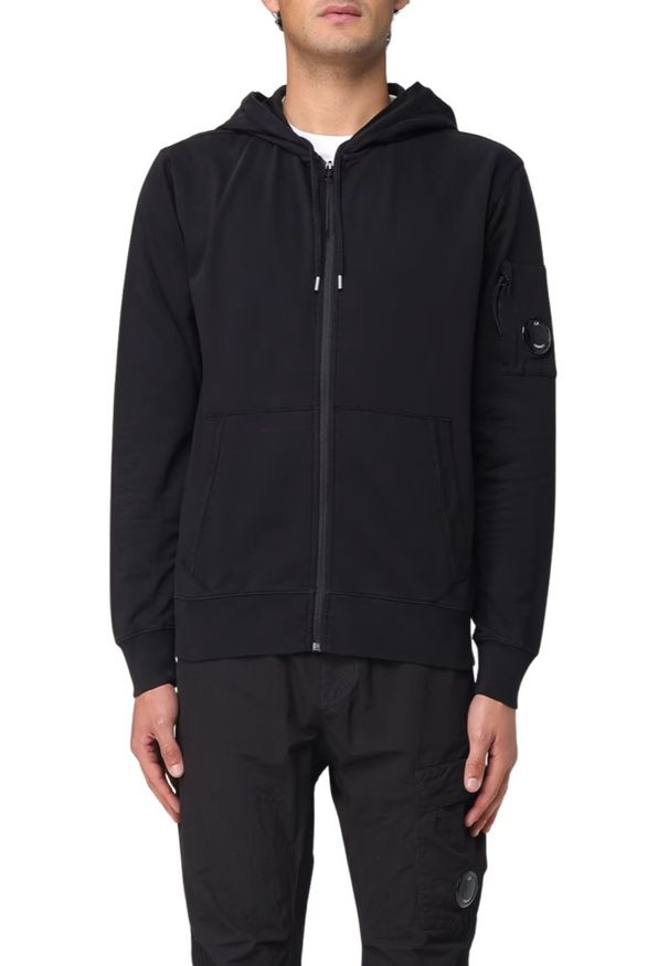 C.P. Company - C.P. COMPANY Czarna męska bluza Hooded Open, Rozmiar XXL. Kolor: czarny