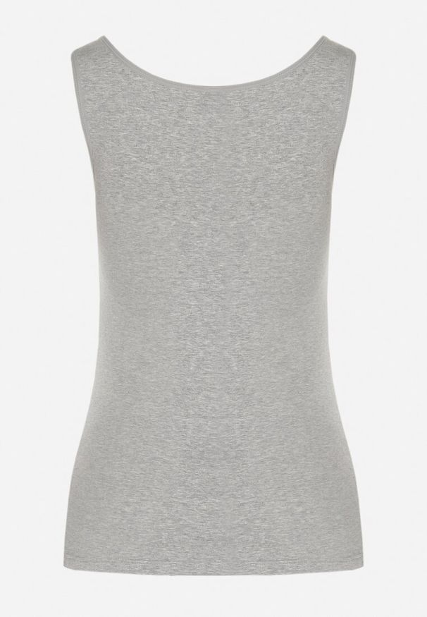 Born2be - Ciemnoszary Bawełniany Top o Dopasowanym Kroju Bez Rękawów Ravialda. Okazja: do pracy, na co dzień. Kolor: szary. Materiał: bawełna. Długość rękawa: bez rękawów. Styl: klasyczny, casual