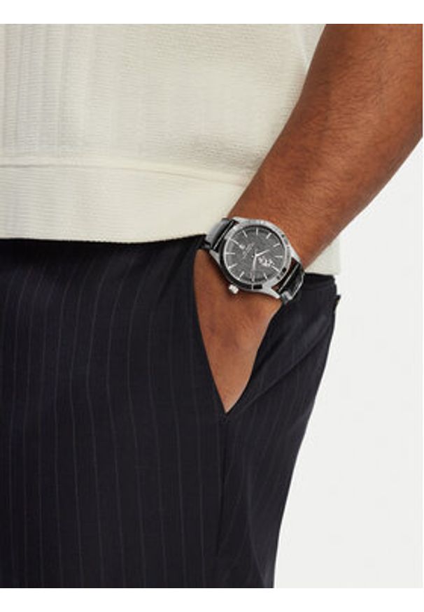 U.S. Polo Assn. Zegarek Yale USP7370BK Czarny. Kolor: czarny. Materiał: skóra