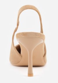 Renee - Ciemnobeżowe Sandały Slingback na Szpilce z Imitacji Zamszu Carilona. Kolor: beżowy. Materiał: zamsz. Obcas: na szpilce. Styl: elegancki, wizytowy #2