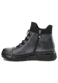 Granatowe Botki Armodo Modne Obuwie Damskie. Kolor: niebieski. Materiał: materiał. Styl: sportowy #5