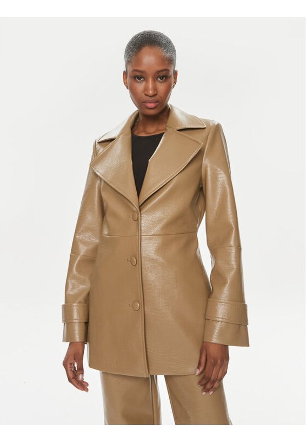 ROTATE Kurtka z imitacji skóry 1121422512 Brązowy Regular Fit. Kolor: brązowy. Materiał: skóra