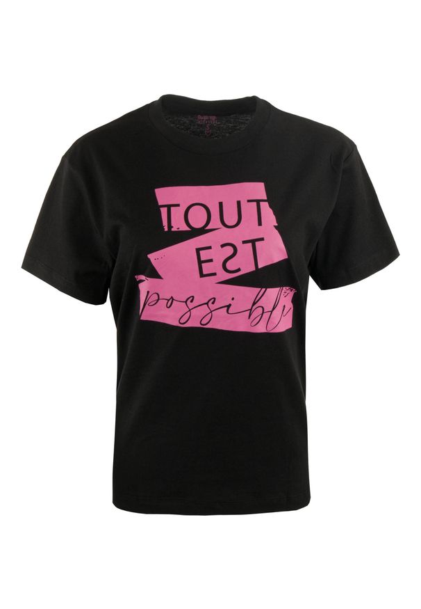 WE THE PEOPLE - Koszulka Minerva Black dla kobiet - Wygodny i Modny Design. Typ kołnierza: polo. Kolor: czarny. Materiał: bawełna. Wzór: nadruk. Styl: elegancki