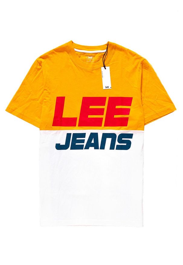 Lee - LEE T SHIRT COLOUR BLOCK TEE RADIANT YELLOW L60PFELG 112113471. Wzór: nadruk