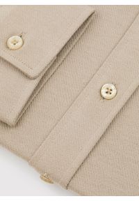 Pako Lorente - PAKO LORENTE – Beżowa bawełniana koszula męska. Kolor: zielony, beżowy. Materiał: bawełna. Długość rękawa: długi rękaw. Długość: długie. Wzór: gładki #8