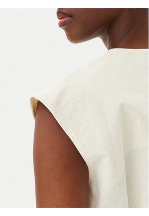 Marella Bluzka Bronzo 2513161072200 Écru Slim Fit. Materiał: bawełna