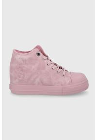 Big-Star - Big Star Tenisówki damskie kolor różowy. Nosek buta: okrągły. Zapięcie: sznurówki. Kolor: różowy. Materiał: guma. Obcas: na koturnie