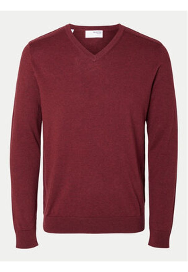 Selected Homme Sweter 16090147 Czerwony Regular Fit. Kolor: czerwony. Materiał: bawełna