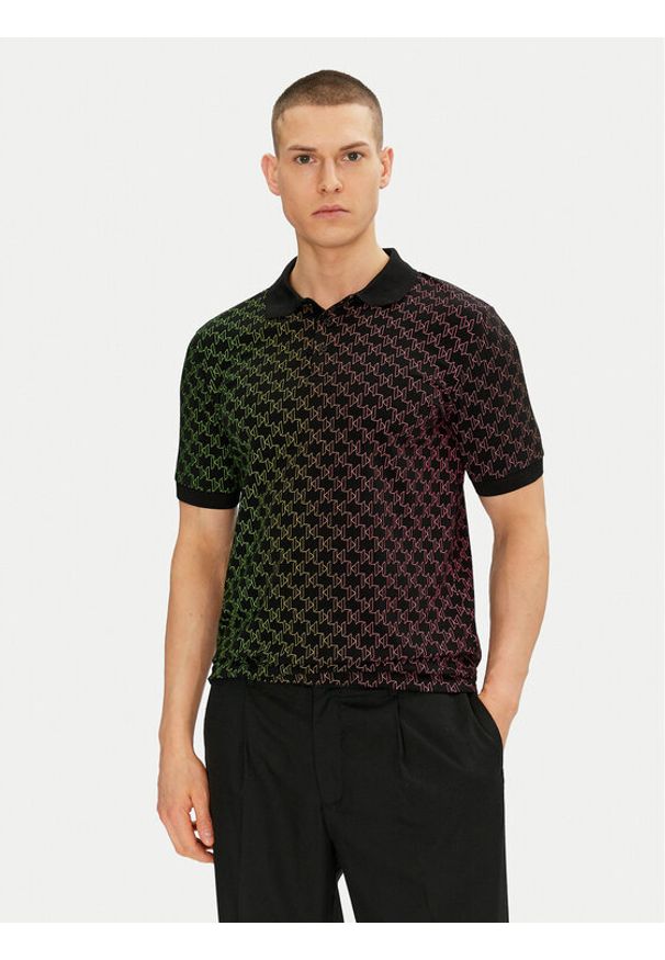 Karl Lagerfeld - KARL LAGERFELD Polo 745401 552235 Czarny Slim Fit. Typ kołnierza: polo. Kolor: czarny. Materiał: bawełna