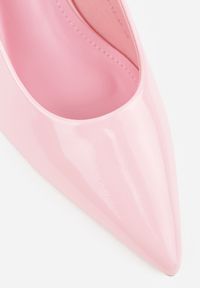 Born2be - Różowe Lakierowane Czółenka Slingback Vices na Obcasie Typu Kaczuszka Sonilitia. Okazja: na co dzień. Zapięcie: pasek. Kolor: różowy. Materiał: lakier. Obcas: na obcasie. Styl: elegancki, klasyczny, casual. Wysokość obcasa: niski #3