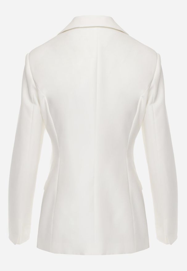 Renee - Biała Marynarka VICES o Taliowanym Kroju z Poduszkami w Ramionach Idameni. Okazja: do pracy, na spotkanie biznesowe. Kolor: biały. Materiał: poliester. Styl: biznesowy