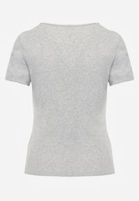 Renee - Szary Bawełniany T-shirt o Dopasowanym Kroju z Prążkowanego Materiału Lailya. Kolor: szary. Materiał: prążkowany, materiał, bawełna. Styl: elegancki #8
