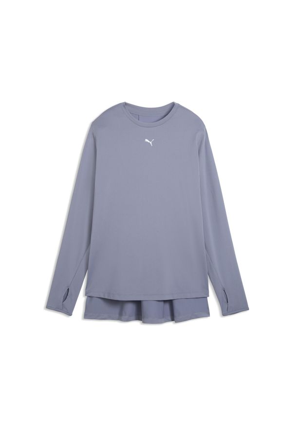 Puma - Damska koszulka oversize MODEST PUMA. Kolor: szary. Długość rękawa: raglanowy rękaw. Sport: fitness