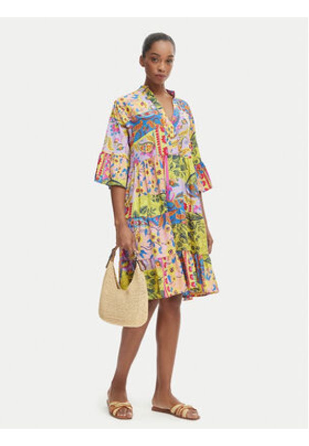 Iconique Sukienka letnia IC25-124 Kolorowy Relaxed Fit. Materiał: syntetyk. Wzór: kolorowy. Sezon: lato