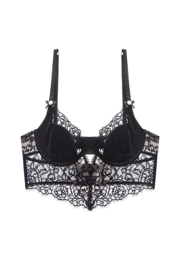 Intica - Koronkowy biustonosz z delikatnymi detalami na co dzień i specjalne okazje Laken. Kolor: czarny. Materiał: koronka. Wzór: gładki, koronka