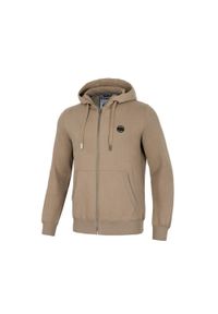 PITBULL - Bluza męska Pitbull rozpinana z kapturem Small Logo. Typ kołnierza: kaptur. Kolor: beżowy. Sport: fitness