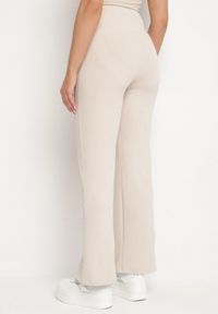 Born2be - Beżowe Legginsy Dzwony z Wysokim Stanem i Szeroką Gumką w Talii Idoreia. Okazja: na co dzień. Stan: podwyższony. Kolor: beżowy. Styl: elegancki, casual #4