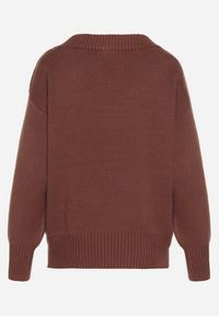 Born2be - Brązowy Sweter z Kaszmirem z Dekoltem w Serek Plenae. Okazja: na co dzień. Typ kołnierza: dekolt w serek. Kolor: brązowy. Materiał: kaszmir. Styl: elegancki, casual, klasyczny #5