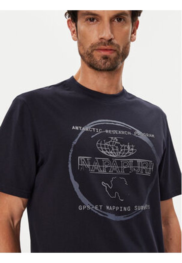 Napapijri T-Shirt S-Bald NP0A88SF Granatowy Regular Fit. Kolor: niebieski. Materiał: bawełna