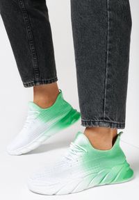 Born2be - Biało-Zielone Buty Sportowe Razmadze. Wysokość cholewki: przed kostkę. Kolor: zielony. Materiał: materiał. Szerokość cholewki: normalna. Wzór: aplikacja