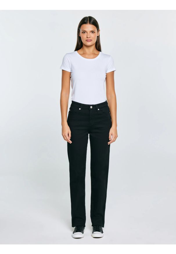 Big-Star - Spodnie jeans damskie czarne Myrra 915. Stan: podwyższony. Kolor: czarny. Styl: rockowy