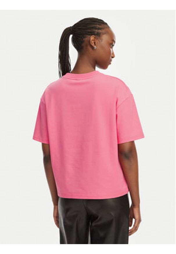 Hugo - HUGO T-Shirt Signature 50556807 Różowy Regular Fit. Kolor: różowy. Materiał: bawełna