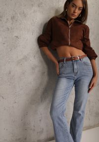 Renee - Niebieskie Jeansy Dzwony Bootcut High Waist z Bawełną Urilyss. Stan: podwyższony. Kolor: niebieski. Długość: krótkie. Sezon: wiosna. Styl: klasyczny #8