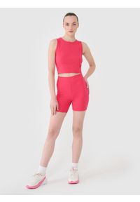 4f - 4F Legginsy krótkie dzianinowe damskie - różowe XL. Stan: podwyższony. Kolor: różowy. Materiał: dzianina. Długość: krótkie. Wzór: jednolity