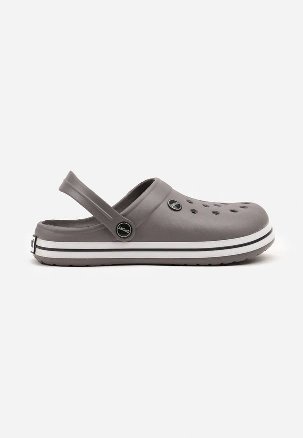 Born2be - Szaro-Czarne Klapki z Paskiem Podtrzymującym Piętę Tiaria. Okazja: na co dzień. Kolor: szary. Sezon: lato. Styl: casual