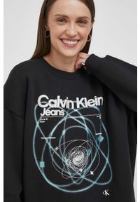 Calvin Klein Jeans bluza damska kolor czarny z nadrukiem. Kolor: czarny. Materiał: bawełna, dzianina. Wzór: nadruk. Styl: klasyczny #4