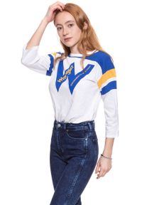 Wrangler - WRANGLER T SHIRT DAMSKI B&Y LS LOOSE TEE WHITE W723LEA12 112130926. Wzór: nadruk #5