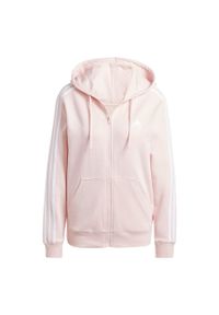 Adidas - Essentials 3-Stripes French Terry Regular Full-Zip Hoodie. Kolor: biały, różowy, wielokolorowy