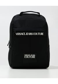 Versace Jeans Couture - VERSACE JEANS COUTURE - Czarny plecak z logo. Kolor: czarny. Materiał: nylon. Wzór: aplikacja #6