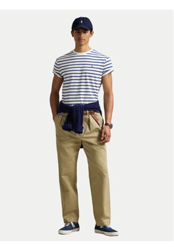 Polo Ralph Lauren T-Shirt 710938134008 Granatowy Custom Slim Fit. Typ kołnierza: polo. Kolor: niebieski. Materiał: bawełna