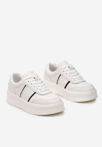 Renee - Białe Sneakersy ze Skóry Naturalnej na Platformie Roswena. Kolor: biały. Materiał: skóra. Obcas: na platformie #3