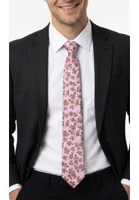 Męski Krawat - Jasny Róż, w Kwiaty - Alties. Kolor: różowy. Materiał: tkanina. Wzór: kwiaty. Styl: elegancki, wizytowy #5