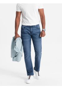 Ombre Clothing - Spodnie męskie jeansowe STRAIGHT LEG - niebieskie V3 OM-PADP-0133 - XXL. Kolor: niebieski. Materiał: jeans. Styl: klasyczny #1