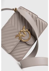 Pinko torebka skórzana kolor szary. Kolor: szary. Materiał: skórzane. Rodzaj torebki: na ramię #2