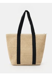 Sinsay - Pleciona torebka shopper - kremowy. Kolor: kremowy