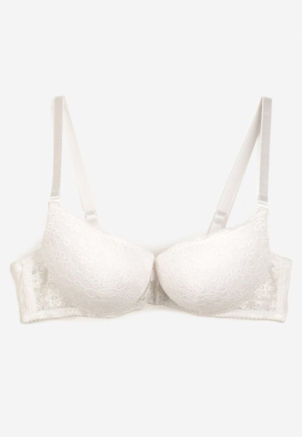 Renee - Jasnobeżowy Biustonosz z Efektem Push Up z Delikatną Koronką Xilemia. Kolor: beżowy. Materiał: koronka. Rodzaj stanika: push-up. Wzór: koronka
