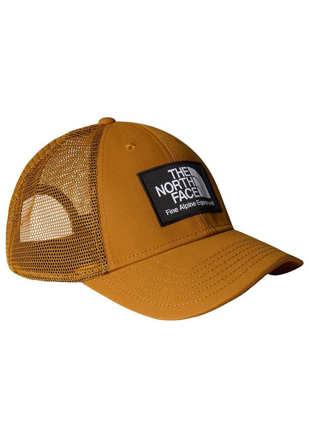 Czapka z daszkiem The North Face Mudder Trucker 0A5FXAVC71 - brązowa. Kolor: brązowy. Materiał: skóra, tkanina, poliester