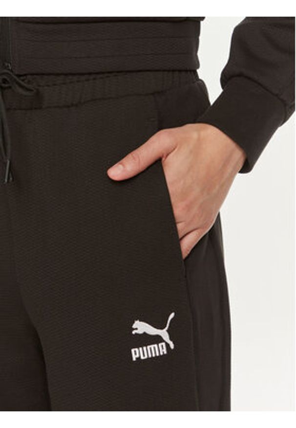 Puma Spodnie dresowe T7 624212 Czarny Relaxed Fit. Kolor: czarny. Materiał: bawełna