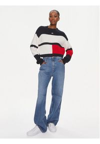 Tommy Jeans Sweter Colorblock Badge DW0DW18117 Kolorowy Regular Fit. Materiał: bawełna. Wzór: kolorowy