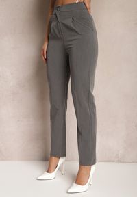 Renee - Szare Spodnie Garniturowe High Waist Zimara. Stan: podwyższony. Kolor: szary. Materiał: tkanina. Wzór: gładki #3