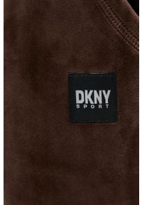 DKNY - Dkny spodnie dresowe kolor brązowy gładkie. Kolor: brązowy. Materiał: dresówka. Wzór: gładki #6