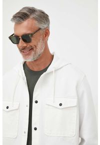 Armani Exchange koszula męska kolor beżowy relaxed. Typ kołnierza: kaptur. Kolor: beżowy. Długość rękawa: długi rękaw. Długość: długie #7