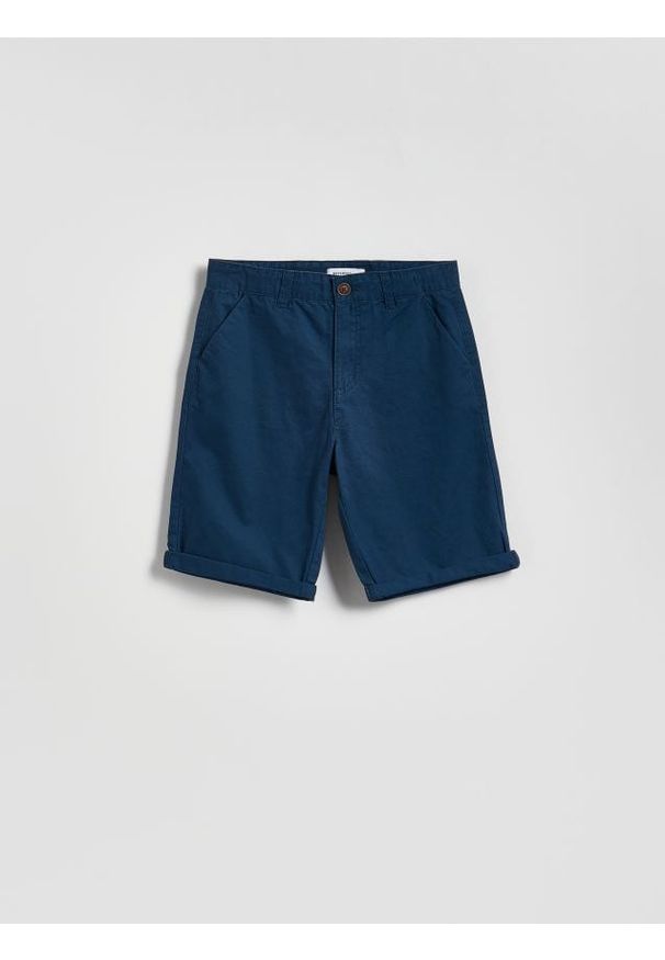 Reserved - Bawełniane szorty - granatowy. Kolor: niebieski. Materiał: bawełna